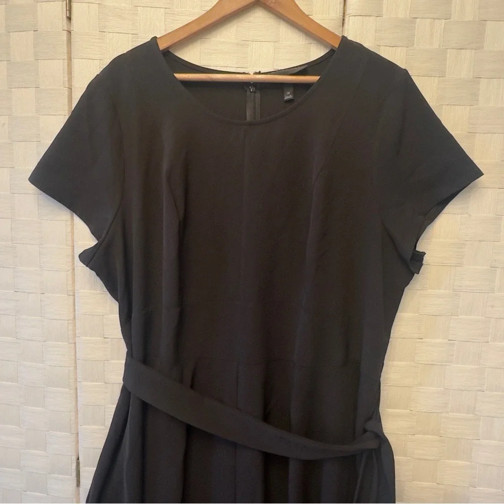 Lane Bryant Black High-Low Midi Dress Plus Size 20 Short Sleeve Tie Waist 584877